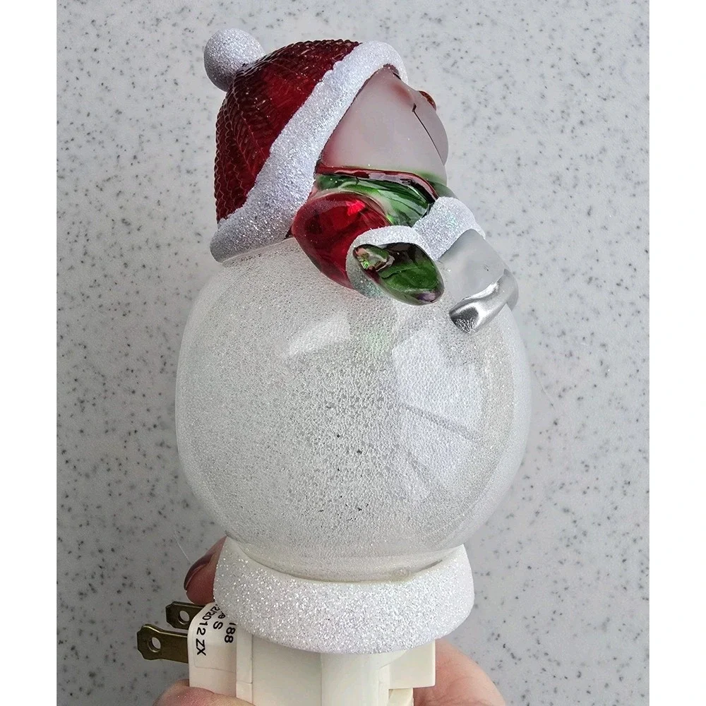 Snowman Skates‎ Wall Night Light Plug In Christmas Decor Acrylic Plastic Glitter